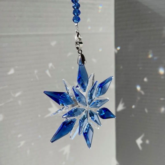 Crystal Snowflake Sun Catcher Christmas Tree Decor Czech Bohemia Crystal Gift - Picture 5 of 11